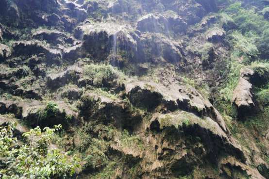 Calcium carbonate formations on the walls of Maling River Canyon
