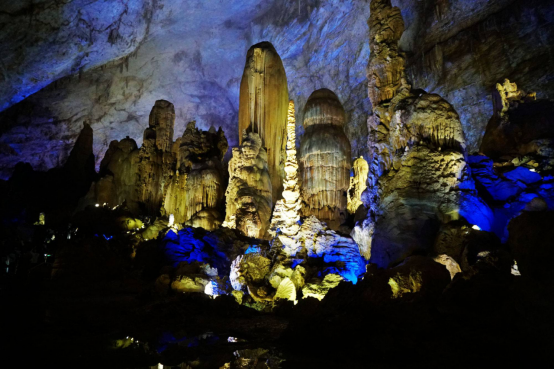 Large limestone formations inside Zhijin Cave