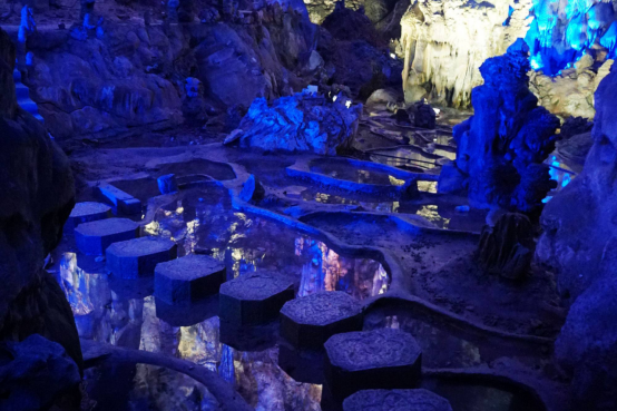 Large stalactite formations inside Zhijin Cave