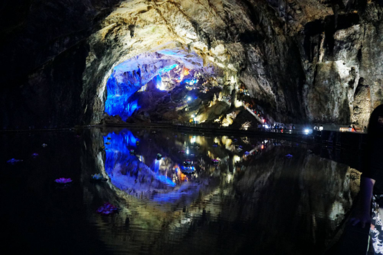 Dramatic karst cave formations at Zhijin Cave