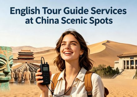 Featured blog cover about English tour guide services China scenic spots, multilingual audio guide and AI sightseeing tips for overseas tourists visiting famous Chinese attractions