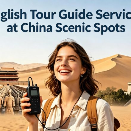 Featured blog cover about English tour guide services China scenic spots, multilingual audio guide and AI sightseeing tips for overseas tourists visiting famous Chinese attractions