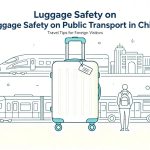 Luggage safety guide cover image, suitcase security tips for taking high-speed trains, metro and buses in China, travel blog featured image for foreign tourists