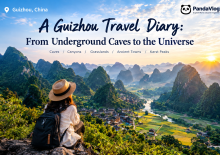 Guizhou karst mountains and countryside seen from a scenic viewpoint