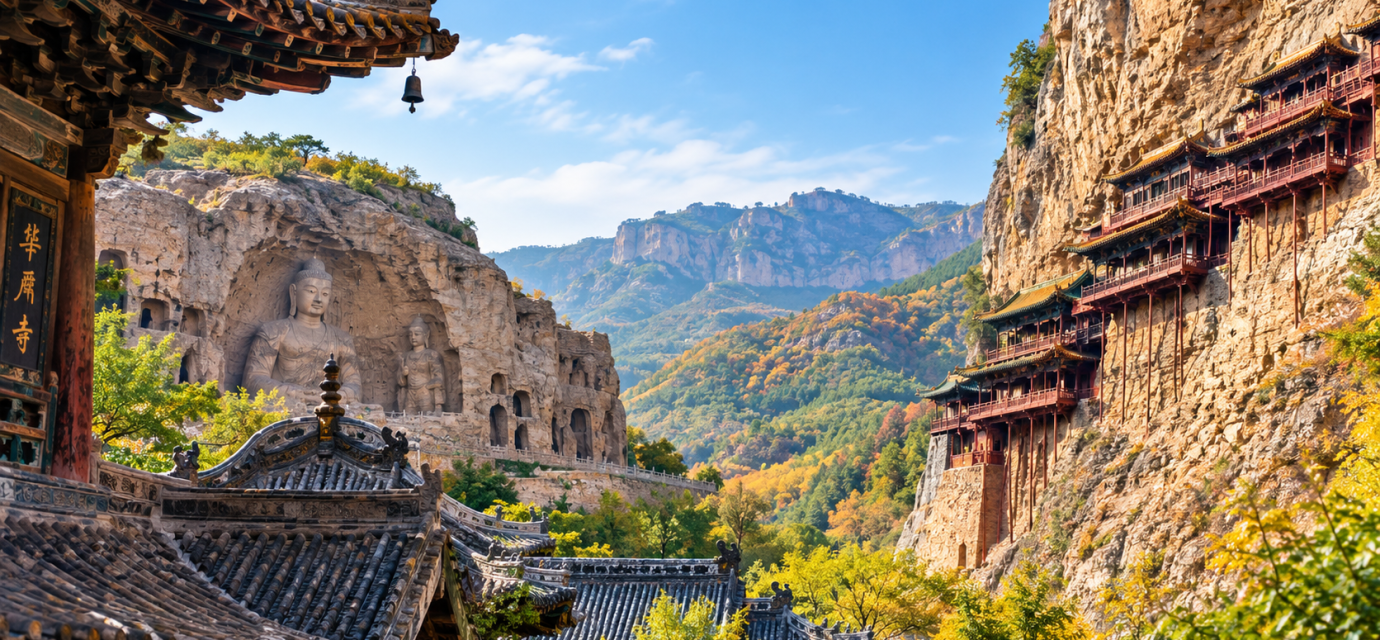 Ancient temples and historic architecture in Datong, Shanxi, China