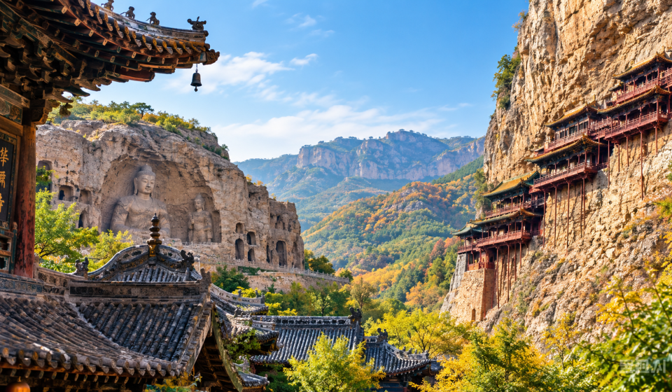 Ancient temples and historic architecture in Datong, Shanxi, China